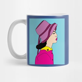 Colorful Retro Woman With Hat Mug